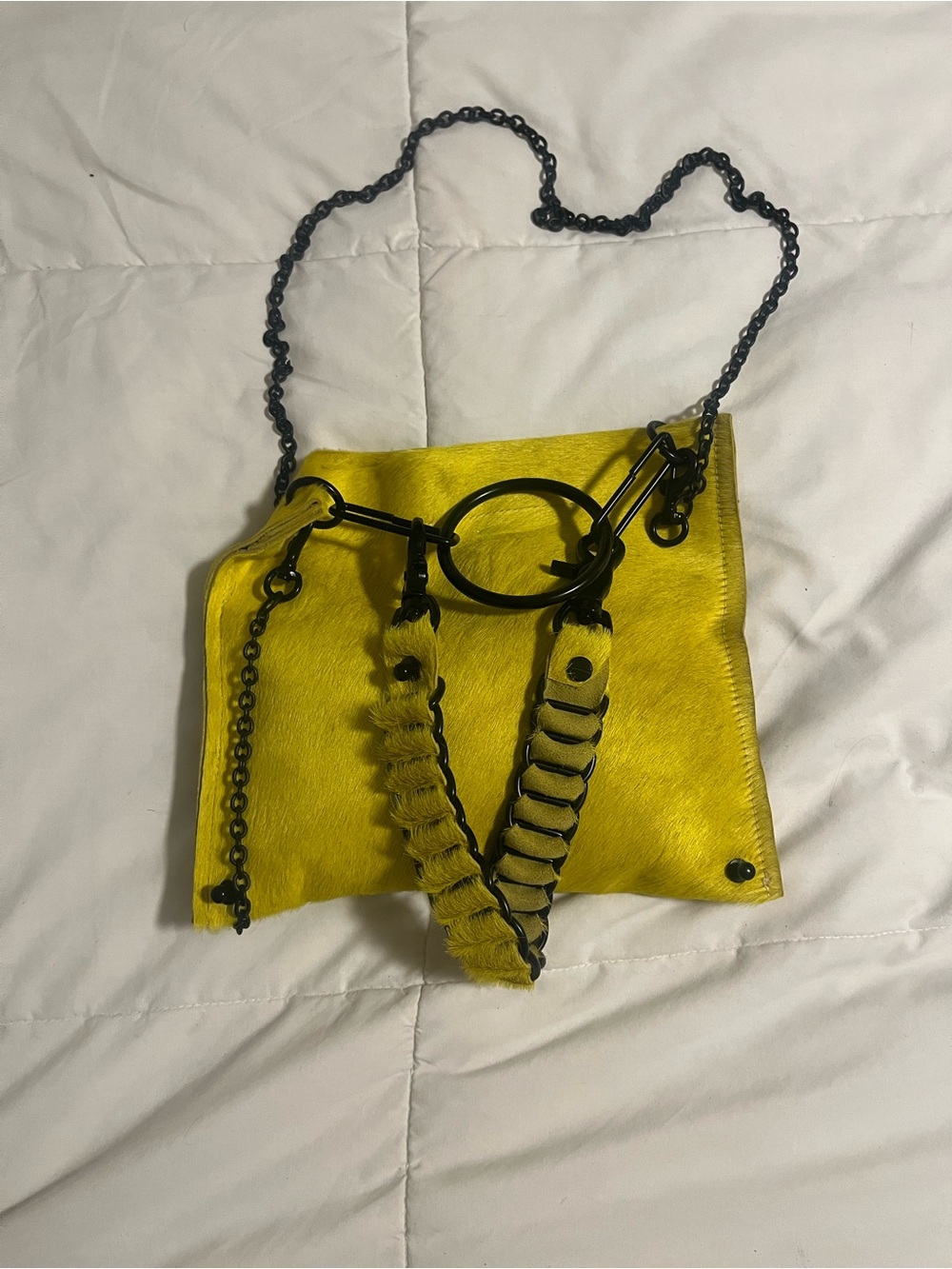 Yellow Women's Chain-Accent Shoulder Bag